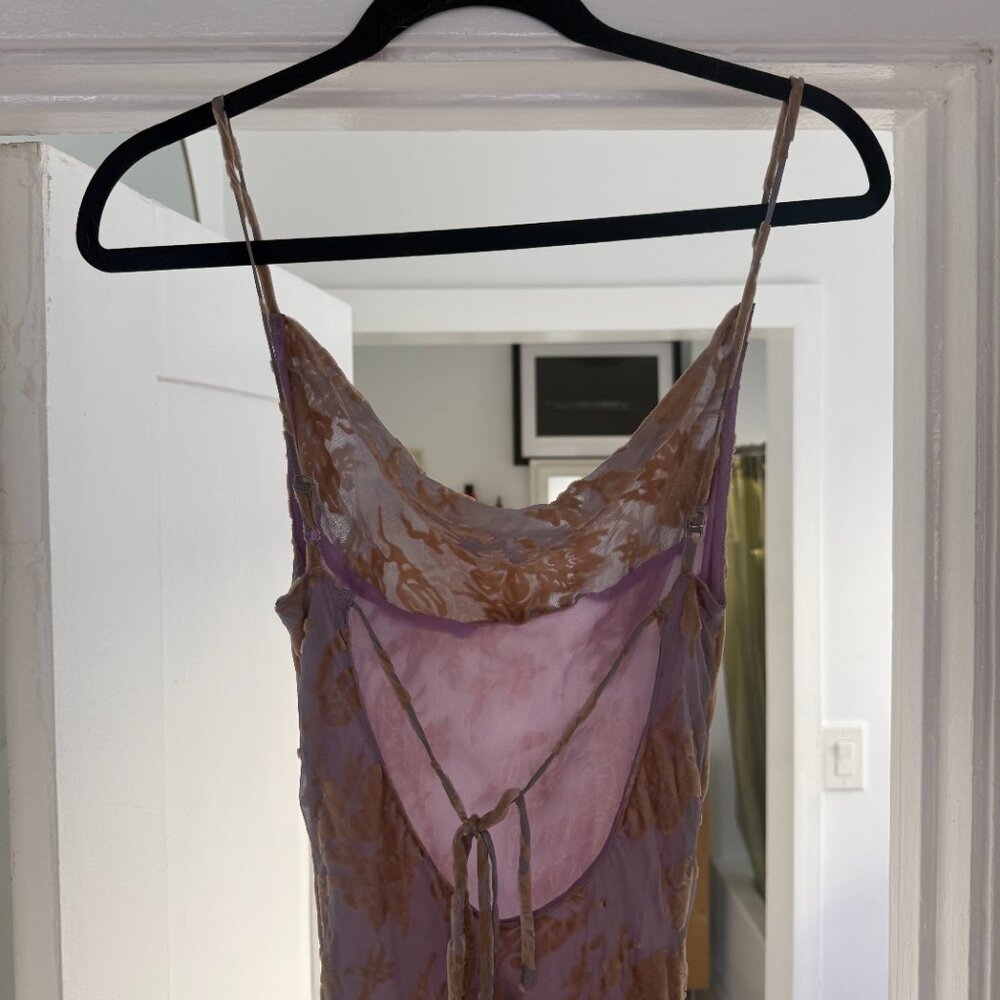 Rat & Boa Athena Velvet Burnout Slip Dress XS Lavender Floral - Picture 7 of 7
